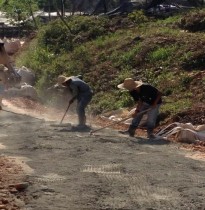 During construction - Spreading of cement