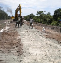 During construction - Spreading of Geocrete-cement mixture